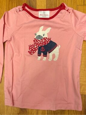 Hanna Andersson Pink Long-Sleeve Tee with Dog Graphic